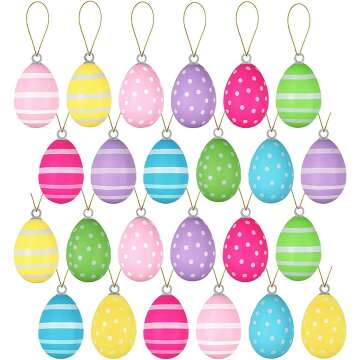 Vibrant Easter Tree Decorations - 24Pcs Colorful Egg Ornaments for Festive Fun