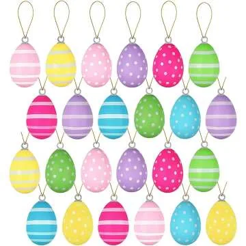 Colorful 24Pcs Easter Egg Hanging Tree Ornaments