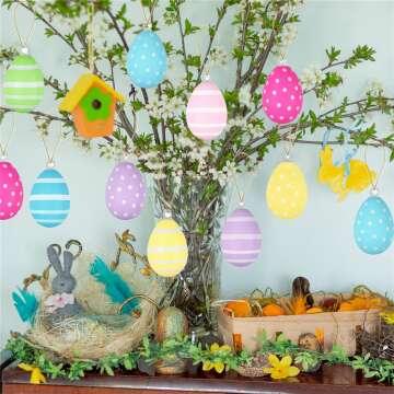 Colorful 24Pcs Easter Egg Hanging Tree Ornaments