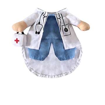 Mikayoo Pet Dog Cat Halloween Costume Doctor Nurse Costume Dog Jeans Clothes Cat Funny Apperal Outfit Uniform(Doctor,S)