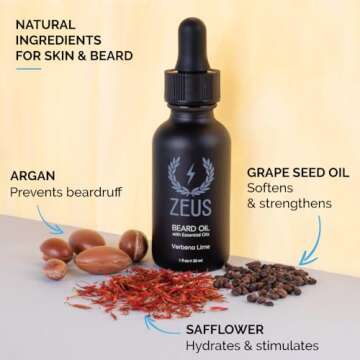 ZEUS Natural Beard Oil, Premium Conditioning Beard Oil to Soften Beard & Mustache – MADE IN USA (S...