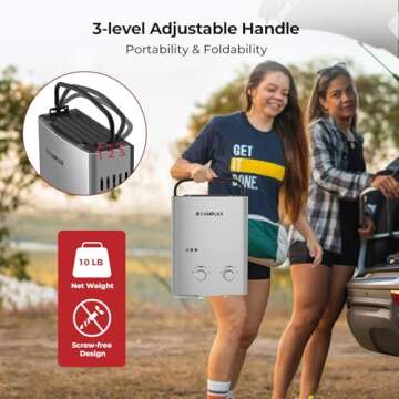CAMPLUX ENJOY OUTDOOR LIFE 1.32 GPM Outdoor Portable Propane Tankless Water Heater with 1.2 GPM Water Pump Kits, Gray