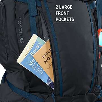 Kelty Coyote 60-105 Liter Internal Frame Backpack - Hiking, Backpacking, Travel, Hydration Compatible, Fully Adjustable (85L / Dark Shadow)