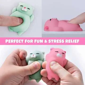 Nutty Toys Squishy Cat Set - 2" Soft Silicone Kawaii Kitties, Top Stress Relief Toy 2025, Unique Kids & Adults Gift Idea, Best Teenage Girl, Teen Boy & Tween Easter Present