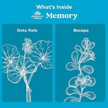 ORGANIC INDIA Memory Herbal Supplement - Brain Supplement for Memory and Focus, Bacopa Monnieri & Go...