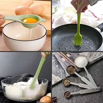 Stainless Steel Whisk, Whisk Set with Measuring Spoon and 8"+10"+12" Wire Whisk for Cooking, Blending, Whisking, Beating and Stirring, Enhanced Version Balloon Whisk