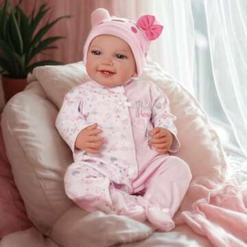 BABESIDE Lifelike Reborn Baby Dolls - Leen, 20-Inch Lovely Awake Realistic-Newborn Baby Dolls Soft B...