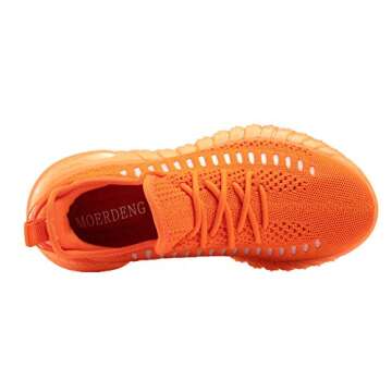 MOERDENG Women's Breathable Orange Sneakers for Running and Walking