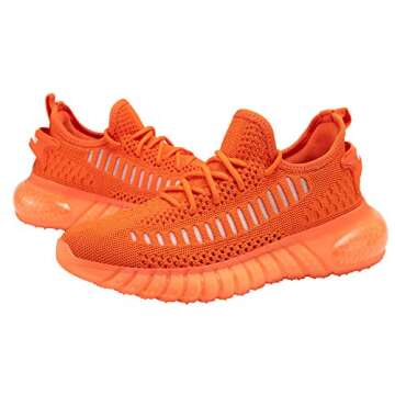 MOERDENG Women's Breathable Orange Sneakers for Running and Walking