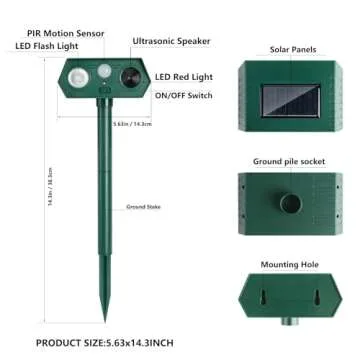 2Pack 2025 Ultrasonic Animal Repellent Outdoor Deer Repellent Devices Solar Animal Repeller Motion A...
