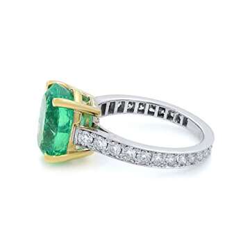 Rachel Koen 18k Gold Green Emerald and Diamonds Engagement Ring Size 4.5