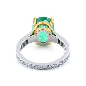 Rachel Koen 18k Gold Green Emerald and Diamonds Engagement Ring Size 4.5