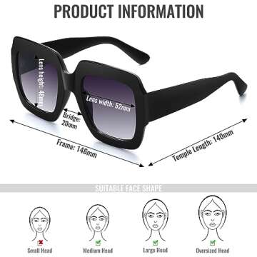 STORYCOAST Oversized Square Sunglasses Womens Retro Shades Luxury Big Sun Glasses UV400 Protection