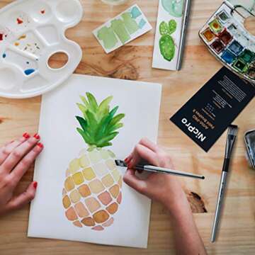 Nicpro 10 PCS Flat Paint Brush Set Art Painting Brushes for Acrylic Watercolor Oil Gouache, Craft Detail Face Body Painting Artist Kit for Kid & Adult