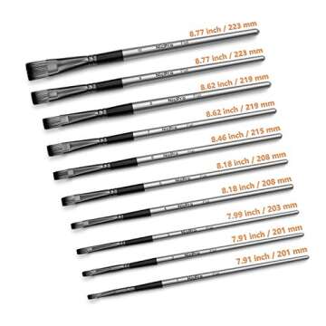 Nicpro 10 PCS Flat Paint Brush Set Art Painting Brushes for Acrylic Watercolor Oil Gouache, Craft Detail Face Body Painting Artist Kit for Kid & Adult