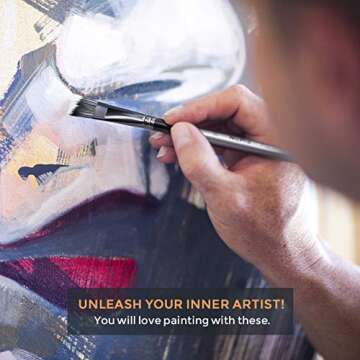 Nicpro 10 PCS Flat Paint Brush Set Art Painting Brushes for Acrylic Watercolor Oil Gouache, Craft Detail Face Body Painting Artist Kit for Kid & Adult