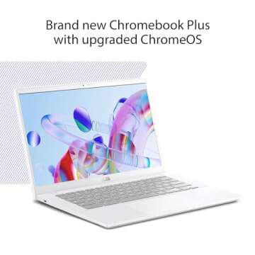 ASUS Chromebook Plus CX34 Laptop with Google AI, 14" Display (1920x1080), Intel® Core™ i3-1215U Processor, 8GB RAM, 256GB UFS Storage, ChromeOS, White, CX3402CBA-DH386-WH