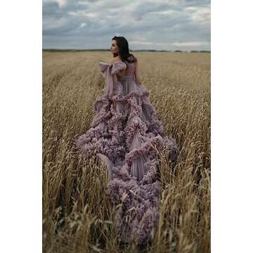 Yinyyinhs Elegant Tulle Maternity Robe for Photoshoots