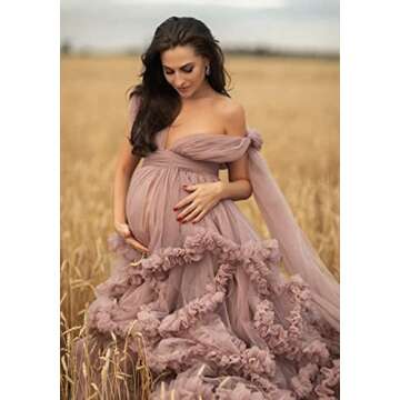 Yinyyinhs Elegant Tulle Maternity Robe for Photoshoots
