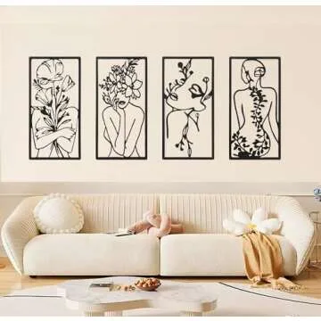 QSHU HUNG 4 Pack Metal Abstract Wall Art for Home