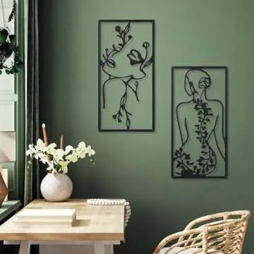 QSHU HUNG 4 Pack Metal Abstract Wall Art for Home