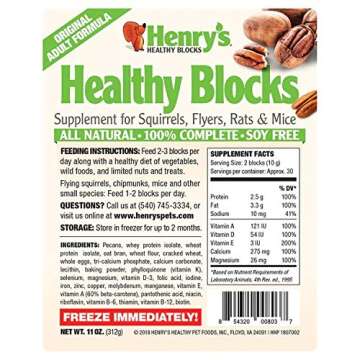 Henry's Healthy Blocks - Nutritionally Complete Food for Squirrels, Flying Squirrels, and Chipmunks, 11 Ounces
