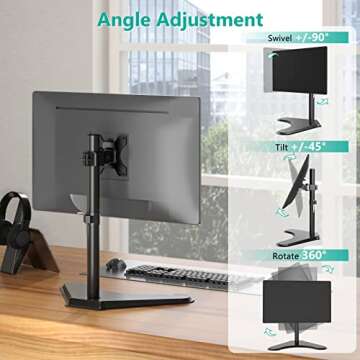 WALI Adjustable Single Monitor Stand for 32-inch Screens