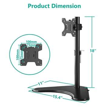 WALI Adjustable Single Monitor Stand for 32-inch Screens