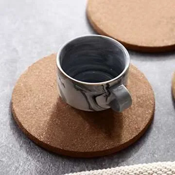 CRCHOM Cork Trivet 8 Pack Round Cork Hot Pads for Dishes 8" x 0.4" High Density Thick, Cork Hot Pads for Kitchen, Heat Resistant Cork Trivets for Pots and Pans, Cork Mat for Countertop & Table