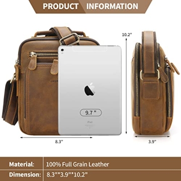Brown Leather Messenger Bag for Men by Jack & Chris
