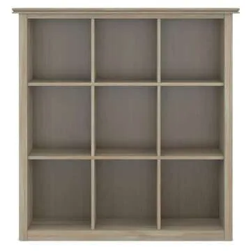 SIMPLIHOME Artisan Solid Wood 9 Cube Bookcase in Grey