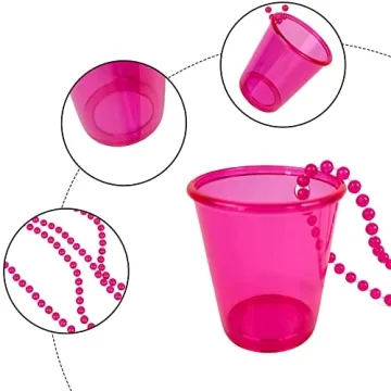 GOOCHOO Shot Glass on Beaded Necklace, 12 Pack for Festival Parade Decoration Bachelorette Party Supplies (MIX)