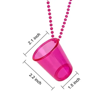 GOOCHOO Shot Glass on Beaded Necklace, 12 Pack for Festival Parade Decoration Bachelorette Party Supplies (MIX)