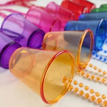 GOOCHOO Shot Glass on Beaded Necklace, 12 Pack for Festival Parade Decoration Bachelorette Party Supplies (MIX)