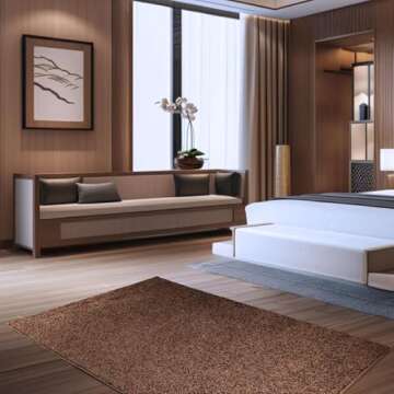 Pet Friendly Solid Color Area Rugs Brown for Family Homes