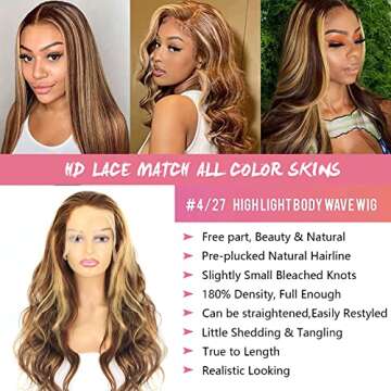 Aaliweya 4/27 Body Wave Hd Lace Front Wig for Women