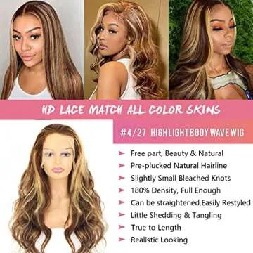 Aaliweya 4/27 Body Wave Hd Lace Front Wig for Women