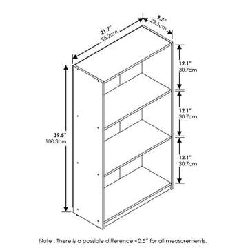 Furinno Basic 3-Tier Bookcase Storage Shelves Espresso