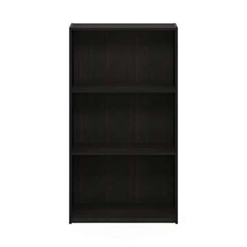 Furinno Basic 3-Tier Bookcase Storage Shelves Espresso