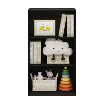Furinno Basic 3-Tier Bookcase Storage Shelves Espresso