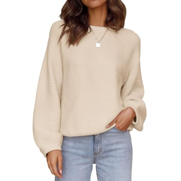 ZESICA Women's Chic Lantern Sleeve Knit Pullover Sweater