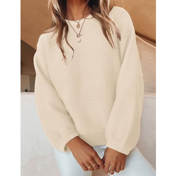 ZESICA Women's Chic Lantern Sleeve Knit Pullover Sweater