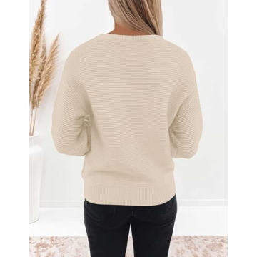 ZESICA Women's Chic Lantern Sleeve Knit Pullover Sweater