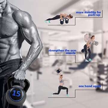 Giantex 3-Piece Kettlebell Weights Set, Weight Available 5,10,15 lbs, HDPE Kettlebell for Strength and Conditioning, Fitness and Cross-Training, Black