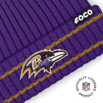 FOCO Baltimore Ravens NFL Logo Ribbed Beanie Hat - Warm & Stylish
