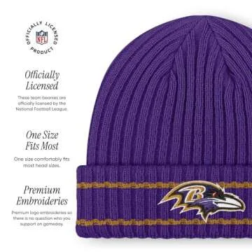 FOCO Baltimore Ravens NFL Logo Ribbed Beanie Hat - Warm & Stylish