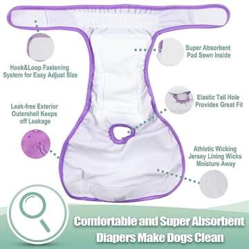 Wegreeco Washable Reusable Premium Dog Diapers, Extra Large, Bright Color, for Female Dog, Pack of 3,Small Dog Puppy & Doggy Diapers Female,Dog Period Panties Diapers Female in Heat