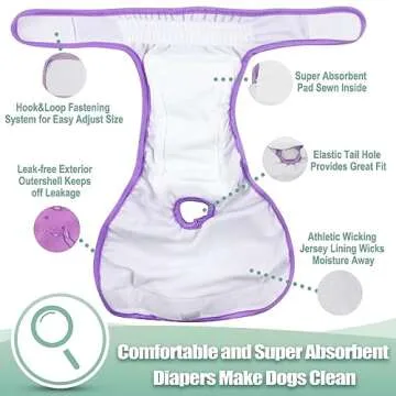 Wegreeco Washable Reusable Premium Dog Diapers, Extra Large, Bright Color, for Female Dog, Pack of 3,Small Dog Puppy & Doggy Diapers Female,Dog Period Panties Diapers Female in Heat