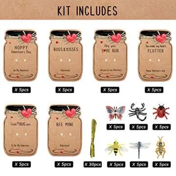 Valentines Day Gifts for Kids - 30 Pack Love Bug Card Bulk 6 Different Bugs Toy - Funny Greeting Val...