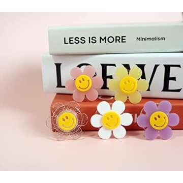 On The Grip Cheerful Smiley Flower Phone Grip - Bright, Expandable, Collapsible - Comfortable Touch, Secure Grip (Aqua)